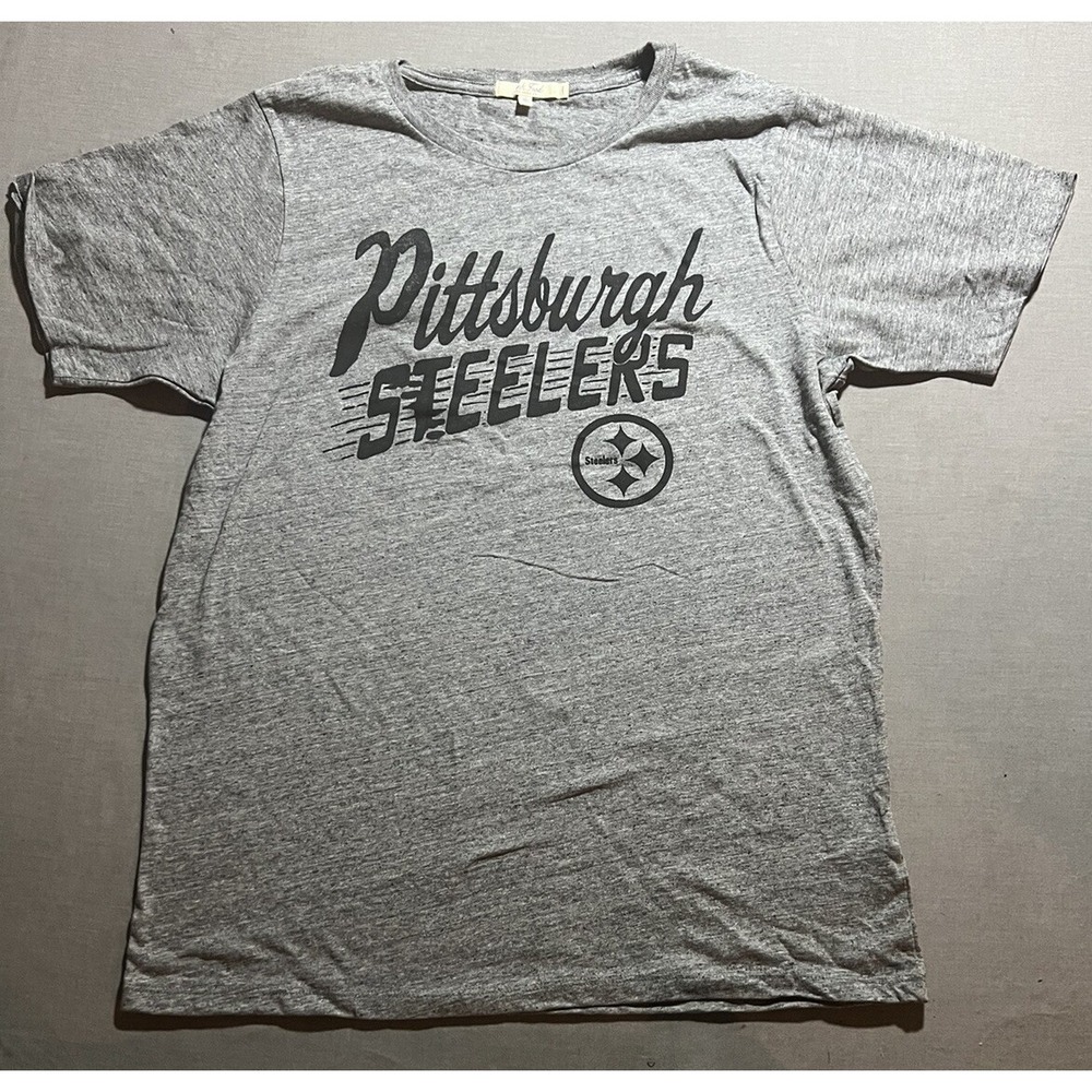 Pittsburgh Steelers Junk Food Mens‎ Large Gray Short Sleeve Pullover Adult Tee.